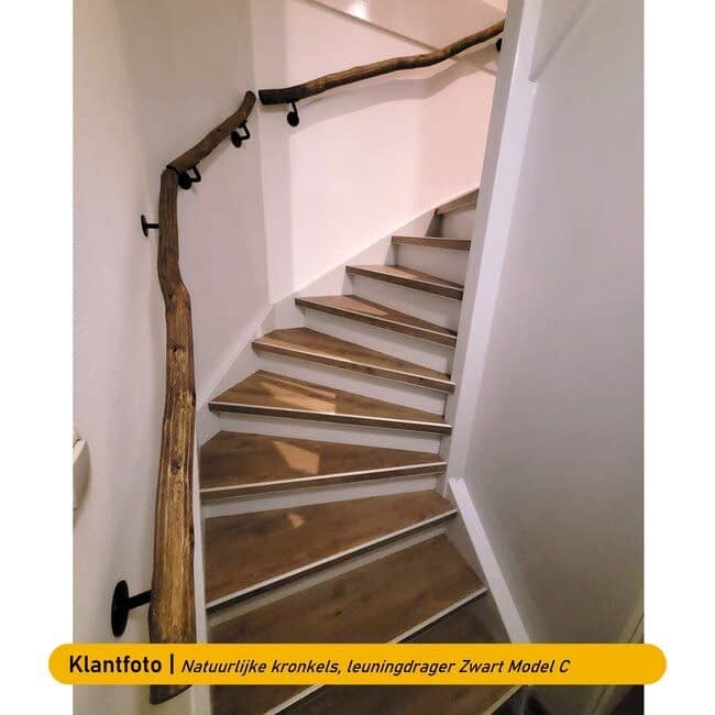 Houten boomstam trapleuning - Dark Oak