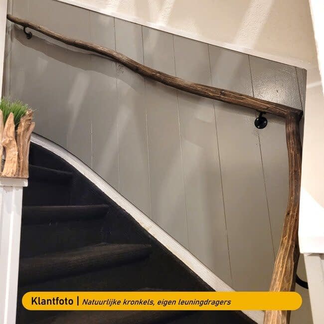 Houten boomstam trapleuning - Dark Oak