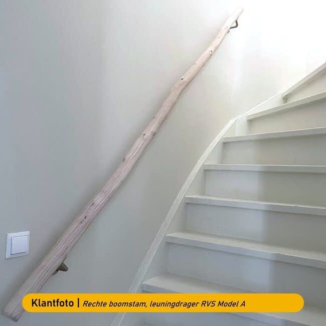 Houten boomstam trapleuning - White Wash