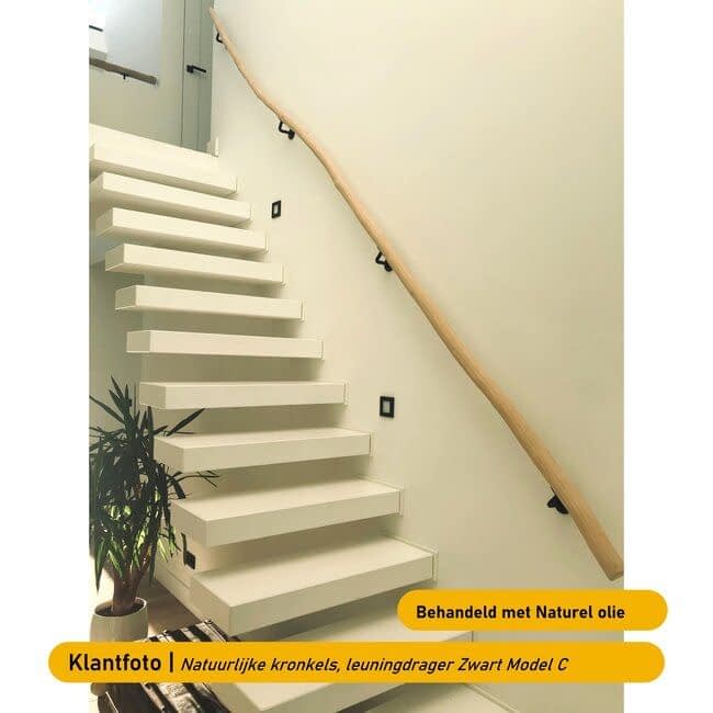 Houten boomstam trapleuning - Onbehandeld