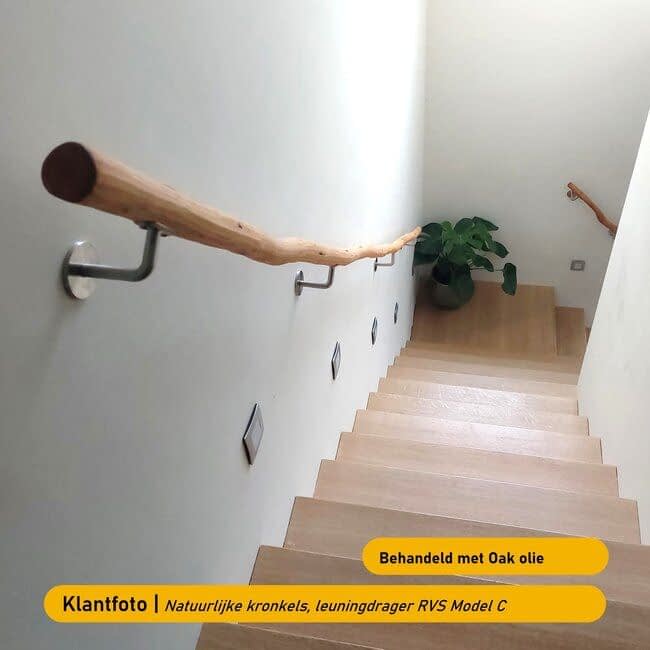 Houten boomstam trapleuning - Onbehandeld