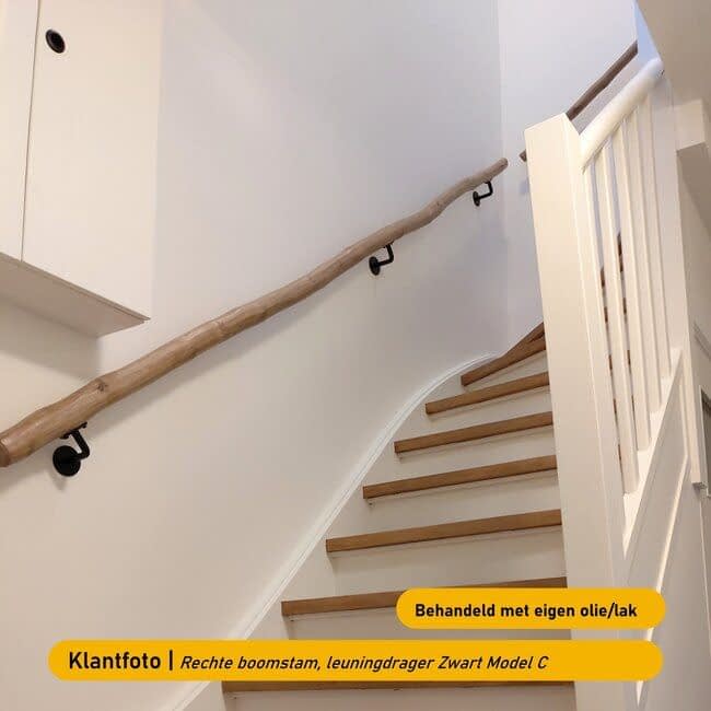 Houten boomstam trapleuning - Onbehandeld