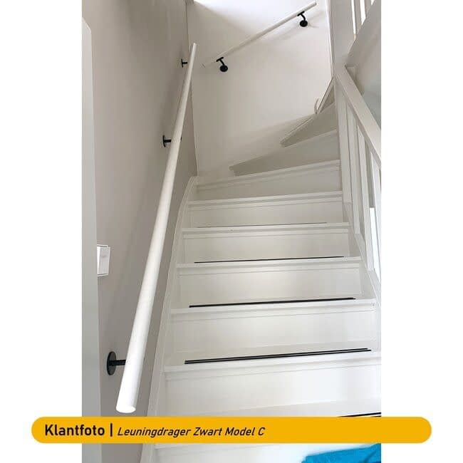 Wit hardhouten trapleuning | Rond (38 mm)