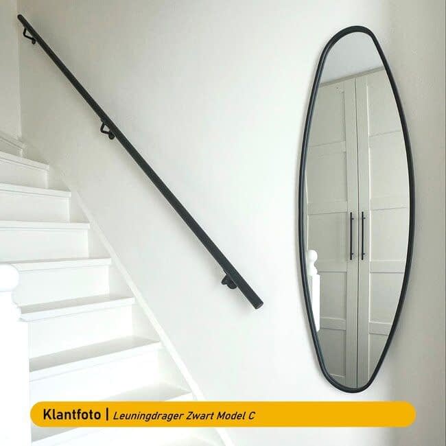 Zwart hardhouten trapleuning | Rond (38 mm)