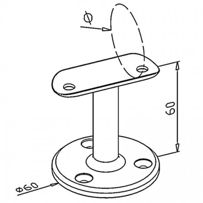 Witte leuningdrager - Model G (montage met schroeven)