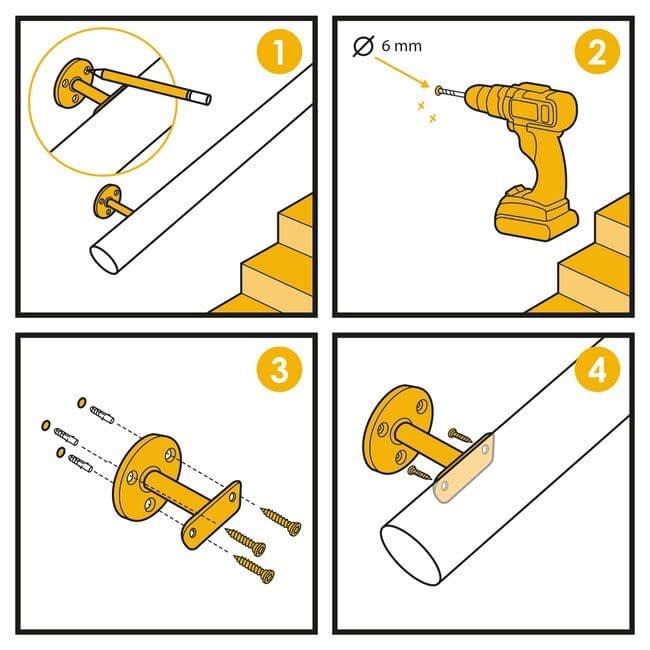 Witte leuningdrager - Model H (montage met schroeven)