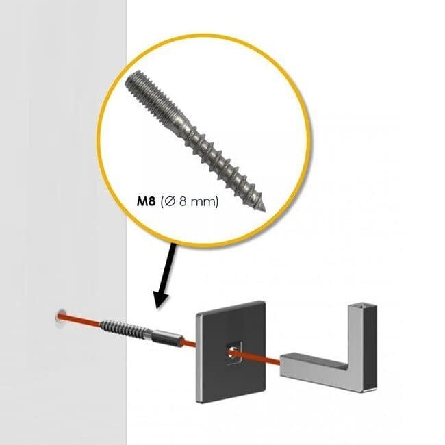 Zwarte leuningdrager - Model K (blinde montage met stokeind)