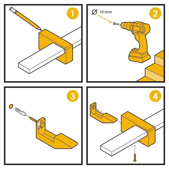 Zwarte leuningdrager - Model M (blinde montage)