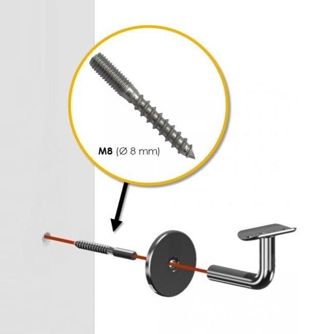 RVS leuningdrager - Model C (blinde montage met stokeind)
