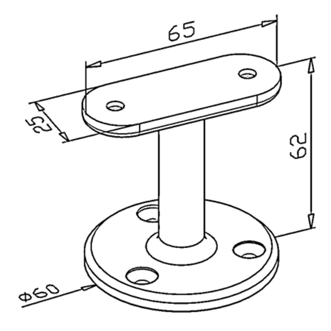 RVS leuningdrager - Model H (montage met schroeven)