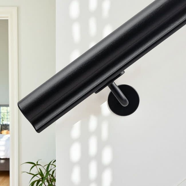 Zwart hardhouten trapleuning |  Sleutelgat (56x67 mm)