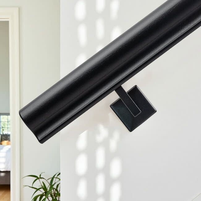 Zwart hardhouten trapleuning |  Sleutelgat (56x67 mm)