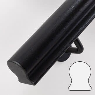 Zwart hardhouten trapleuning |  Sleutelgat (56x67 mm)