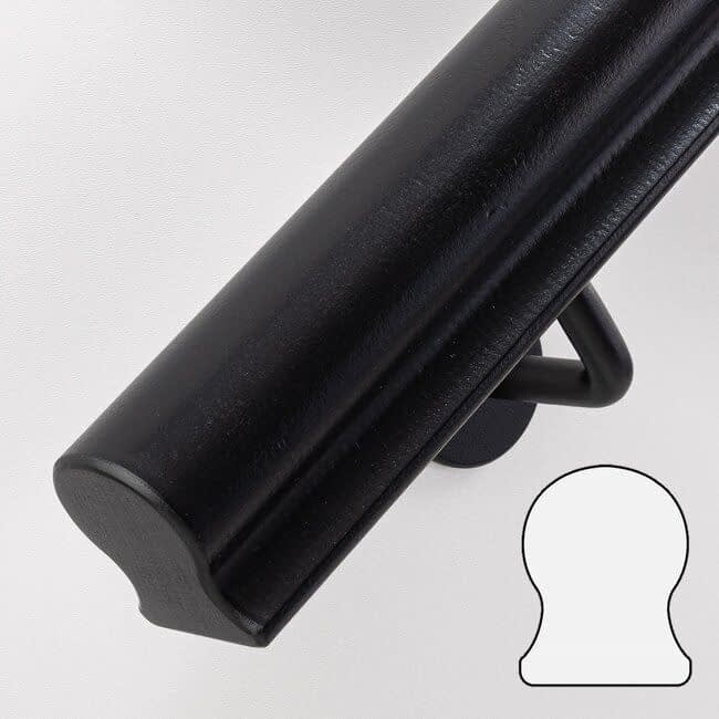 Zwart hardhouten trapleuning |  Sleutelgat (56x67 mm)