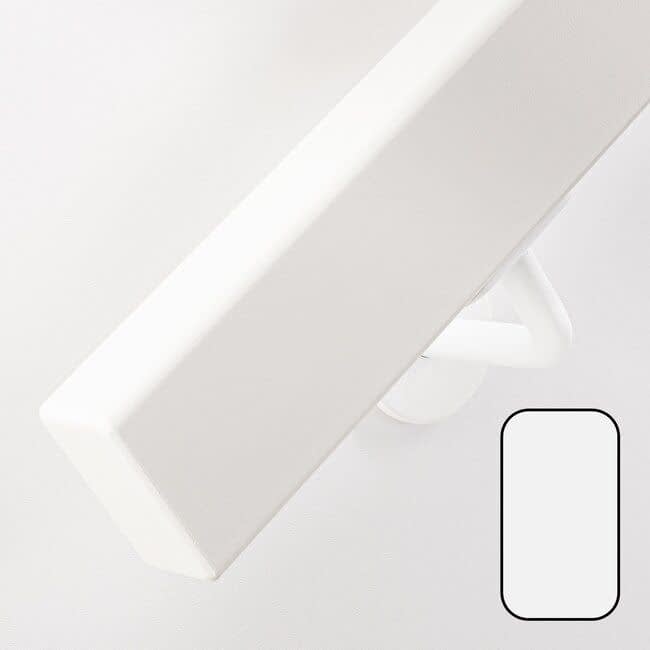 Wit hardhouten trapleuning | Rechthoekig (38x67 mm)