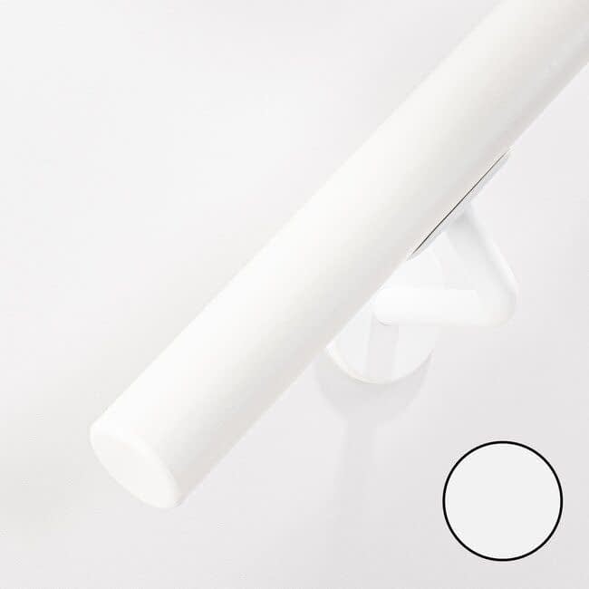 Wit hardhouten trapleuning | Rond (38 mm)