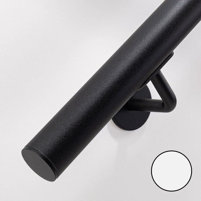Zwarte stalen (rvs) trapleuning | Rond (42,4 mm)