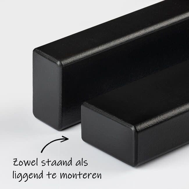 Zwart hardhouten trapleuning | Rechthoekig (38x67 mm)