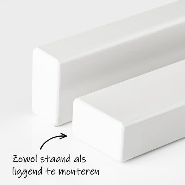 Wit hardhouten trapleuning | Rechthoekig (38x67 mm)