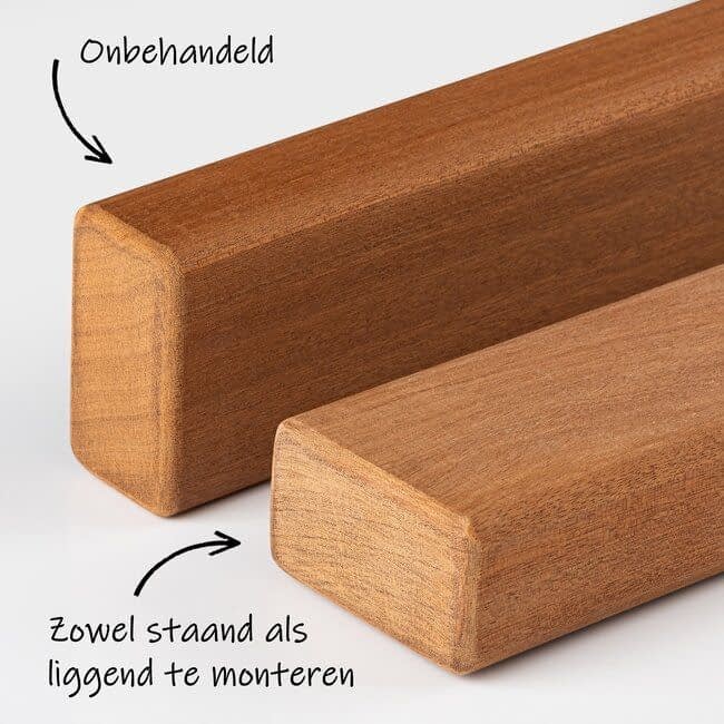 Mahonie houten trapleuning | Rechthoekig (38x67 mm)