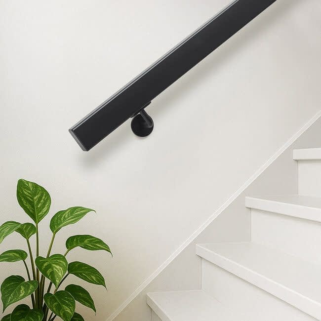 Zwart hardhouten trapleuning | Rechthoekig (38x67 mm)