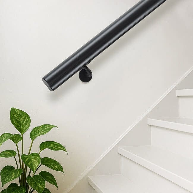 Zwart hardhouten trapleuning |  Sleutelgat (56x67 mm)