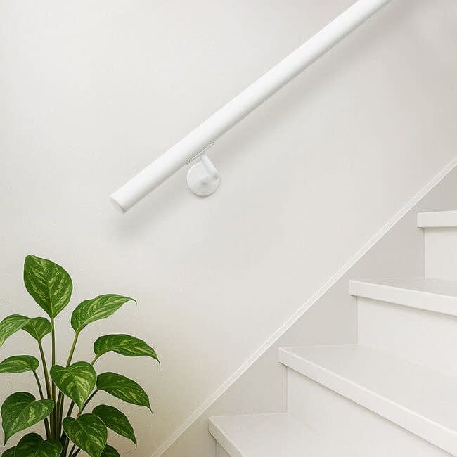 Wit hardhouten trapleuning | Rond (38 mm)