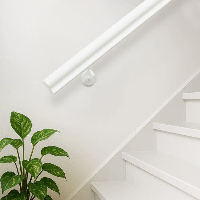 Wit hardhouten trapleuning | Sleutelgat (56x67 mm)