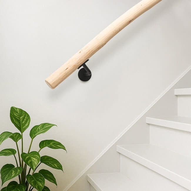 Houten boomstam trapleuning - Onbehandeld