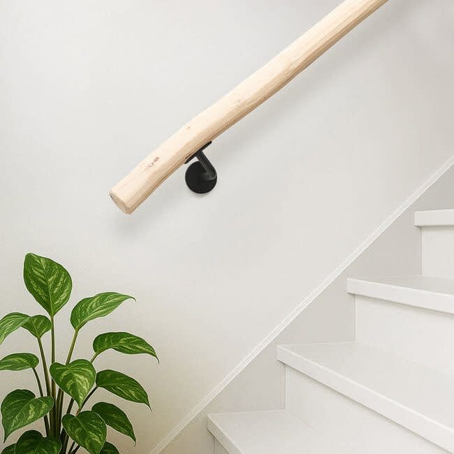 Houten boomstam trapleuning - White Wash