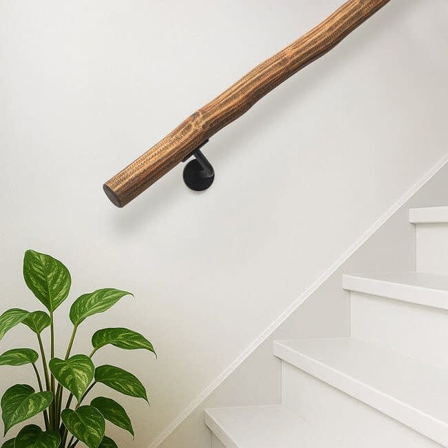 Houten boomstam trapleuning - Dark Oak