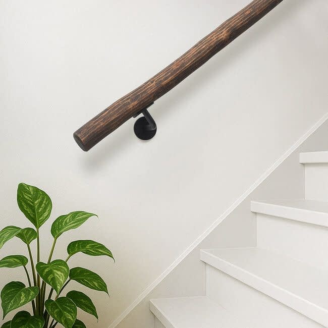 Houten boomstam trapleuning - Black Wash