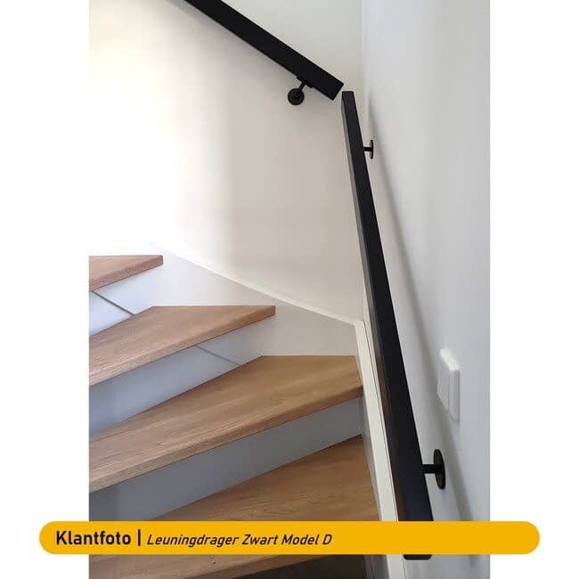 Zwart hardhouten trapleuning | Rechthoekig (38x67 mm)