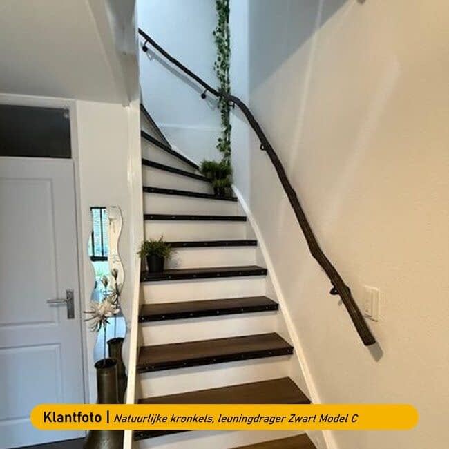 Houten boomstam trapleuning - Black Wash