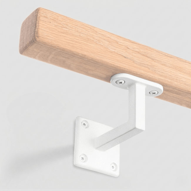 Witte leuningdrager - Model J (montage met schroeven)