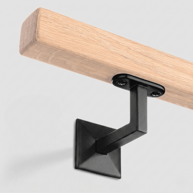 Zwarte leuningdrager - Model L (blinde montage met stokeind)