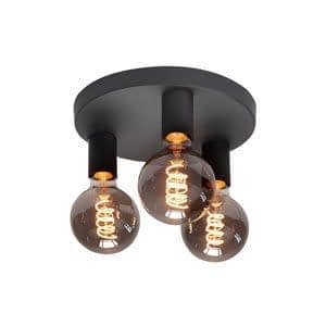 Highlight Plafondlamp Basic Zwart 3 lichts Ø 25 cm E27