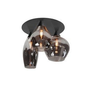 Highlight Plafondlamp Cambio Black & Smoke Glas