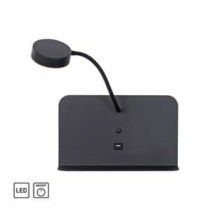 JUST LIGHT Wandlamp Board Zwart incl. USB & Schakelaar