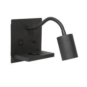 Mexlite Wandlamp Upround Zwart  USB 1lichts