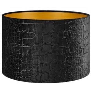 Het Kappenatelier Lampenkap Cilinder Short Croco Velvet Zwart Goud Ø 45cm