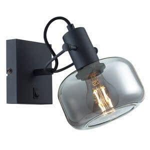 Steinhauer Wandlamp Glaslic Zwart - Smoke Glas E27 Fitting 1 Lichts