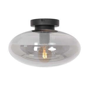 Steinhauer Plafondlamp Reflexion Zwart Smoke Glas Ø 30cm E27 Fitting