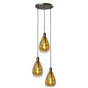 Freelight Hanglamp Dorato Zwart Goud Glas Amber 3 Lichts