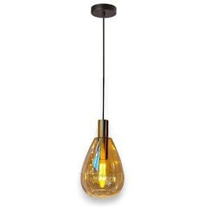 Freelight Hanglamp Dorato Zwart Goud Glas Amber 1 Licht