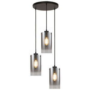 Freelight Hanglamp Ventotto Zwart & Smoke Glas 3 Lichts Rond-5833 SK