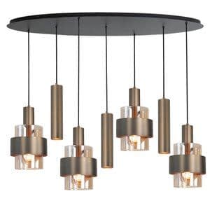 Highlight Hanglamp Marrone Brons/Amber Ovaal 7-lichts