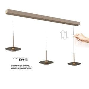 Artdelight Hanglamp Madison3 Champagne - Koffie Led  Incl. Comfort-Lift