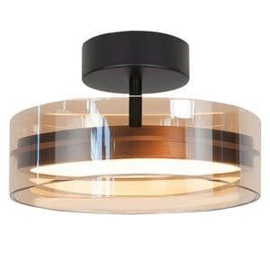Highlight Plafondlamp Enzo Zwart & Brons - Amber Glas Ø 30cm