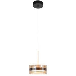 Highlight Hanglamp Enzo Zwart & Brons - Amber Glas Ø 20cm